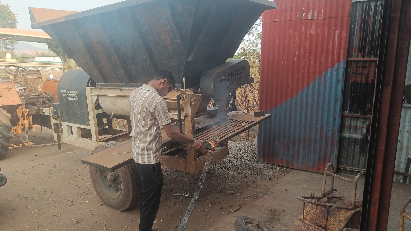 Farm equipment repair welding at AB Welding Work shop Kikvi